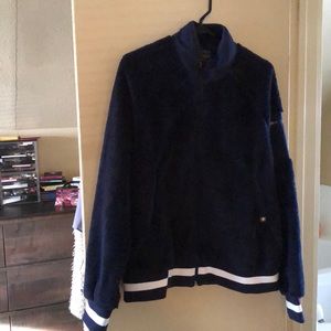 FIGS plush blue bomber jacket